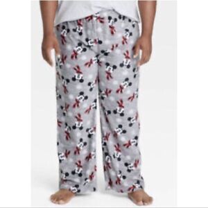 Disney Pajama Pants Mickey Mouse Scarf Snowflakes Gray Red size 12 NWT